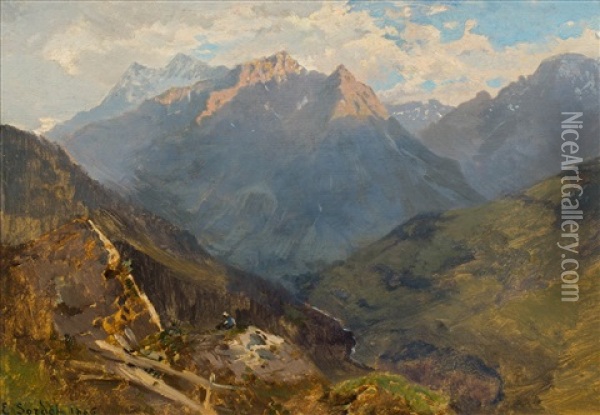 Corne De Sorebois, Valais Oil Painting - Eugene Etienne Sordet