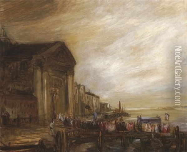 Venedig - Festa Del Redentore. Prozession Bei S. Maria Del Rosario Oil Painting - Franz Naager