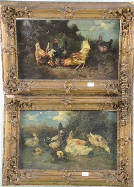 Poules Et Canards Oil Painting - Henry Schouten