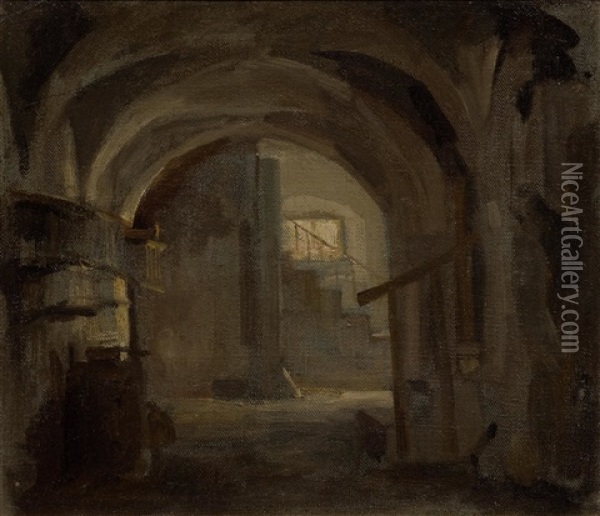 Innenhof In Rom I Oil Painting - Albert Anker