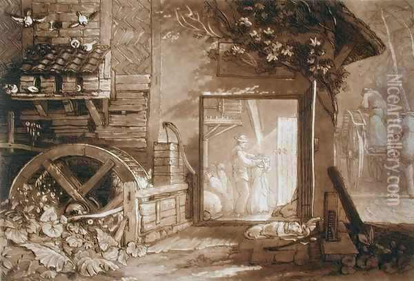 Penbury Mill, Kent, engraved by Charles Turner 1773-1857 published 1808 Oil Painting - Joseph Mallord William Turner