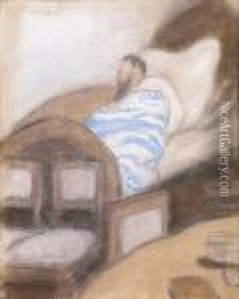My Father In Flu Oil Painting - Jozsef Rippl-Ronai