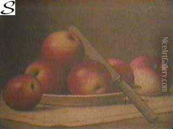 Still Life With Six Apples Oil Painting - Barton S. Hays