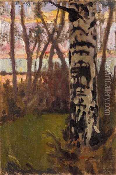 Auringonlasku (sunset) Oil Painting - Akseli Valdemar Gallen-Kallela