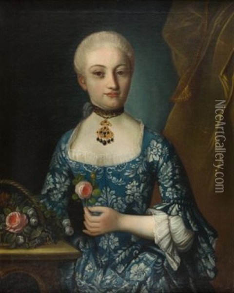 Bildnis Einer Eleganten Dame Mit Einer Rose Oil Painting - Sigmund Barth