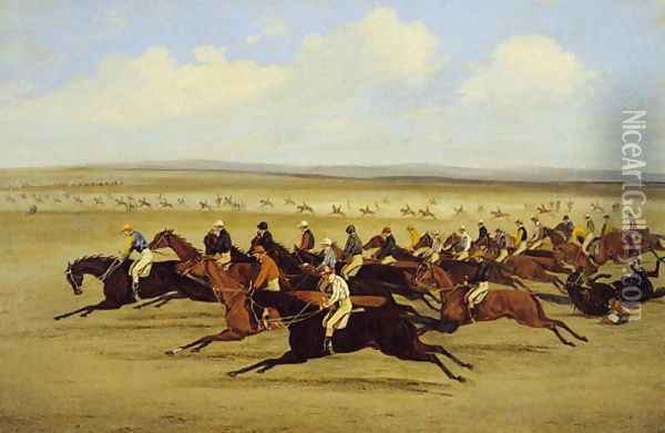 The 1850 Cambridgeshire Stakes- The Start Oil Painting - Henry Thomas Alken