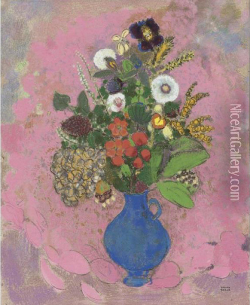 Fleurs Oil Painting - Odilon Redon