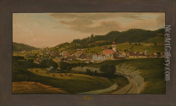 Buhler. Gesamtansicht Von Sudosten Oil Painting - Johann Ulrich Fitzi