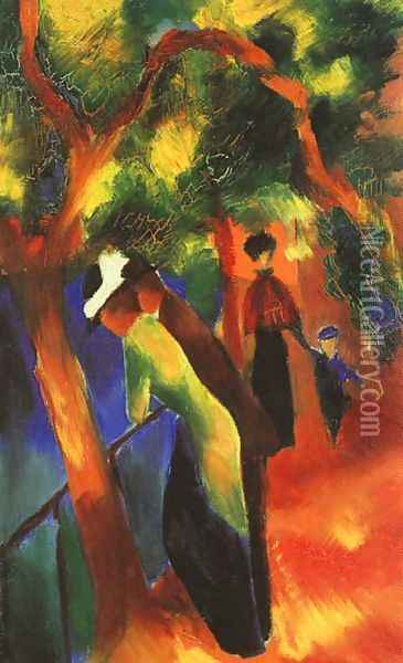 Sunlight Walk (Sonniger Weg) 1913 Oil Painting - August Macke