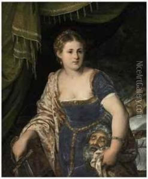 Judith With The Head Of Holofernes Oil Painting - Lambert Sustris