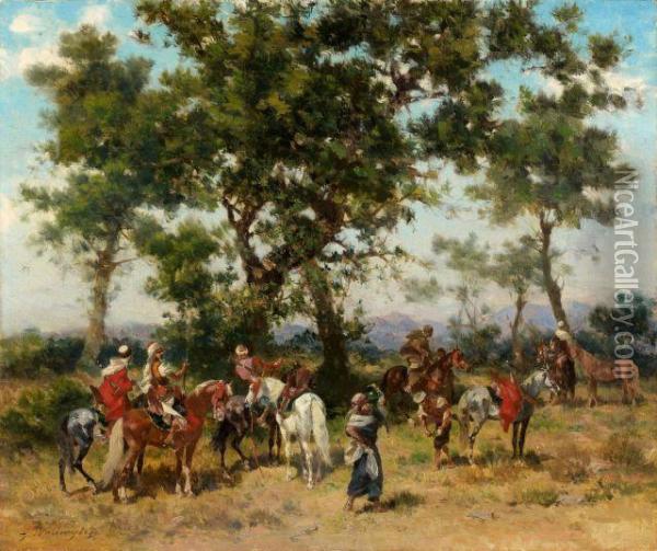 La Halte De Cavaliers Oil Painting - Georges Washington