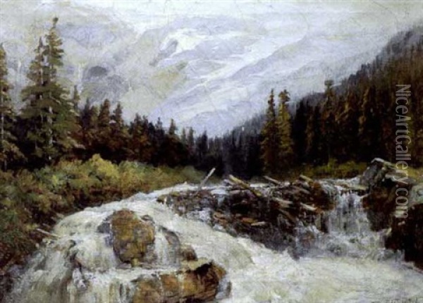 Rapids In The Rockies Oil Painting - Frederic Marlett Bell-Smith