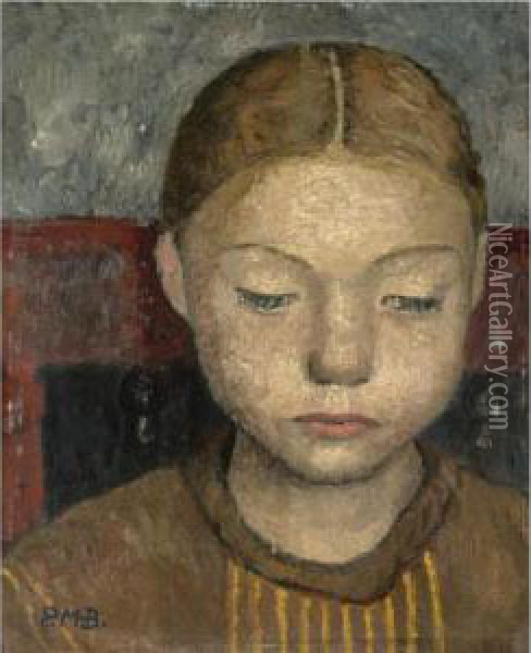 Property From A Private American Collection
 

 
 
 

 
 Kopf Eines Auf Einem Stuhl Sitzenden Madchens (head Of A Girl Sitting On A Chair) Oil Painting - Paula Modersohn-Becker