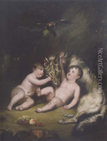 Romulus And Remus Oil Painting - James (Thomas J.) Northcote