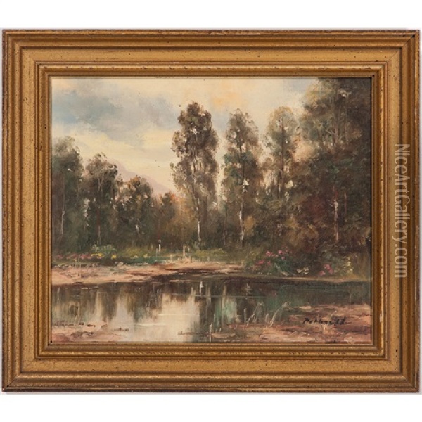 Landscape With Pond Oil Painting - Edward Henry Potthast Jr.