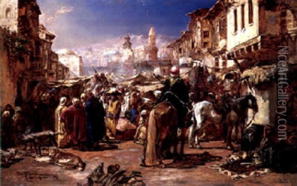 The Arab Bazaar Oil Painting - Heinrich Maria Staackmann