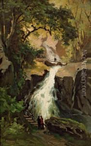Wasserfall Oil Painting - Emil Jakob Schindler