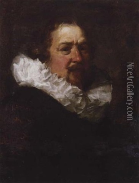Portrait Of A Gentleman With A White Collar Oil Painting - Frans Hals