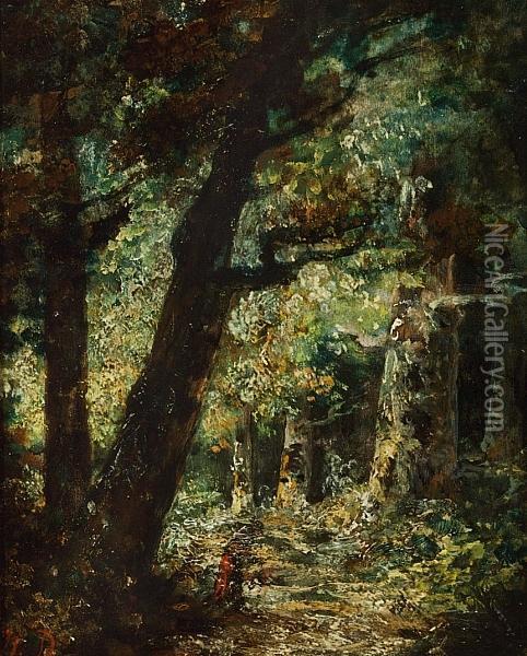 De La Pena Ascribed To: Forest Scene Oil Painting - Narcisse-Virgile D Az De La Pena
