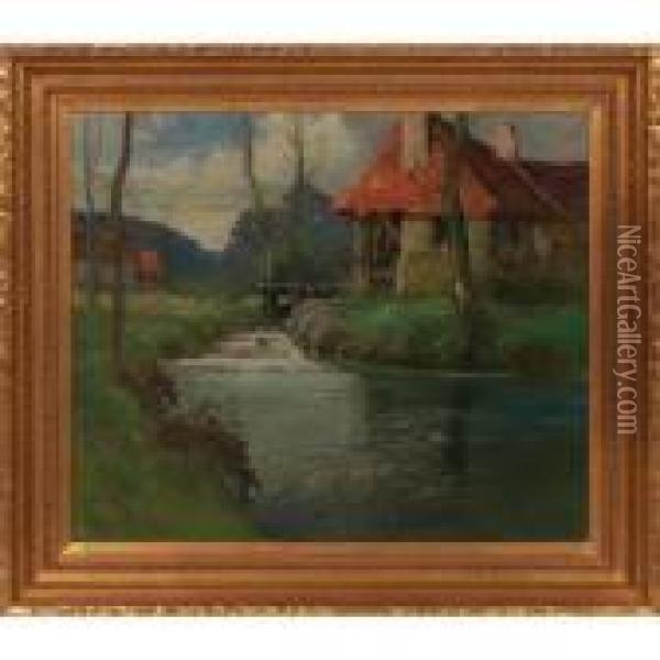 Stream In Normandy Oil Painting - George Ames Aldrich