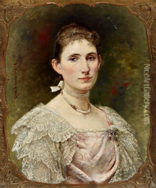 Bildnis Maria Von Gozsy, Verheiratete Von Bourcy (mutter Der Elisabeth Von Bourcy, Verehelichte George Wildpolz) Oil Painting - Rosa Schweninger