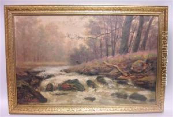 River Landscape Oil Painting - Philipp Weber