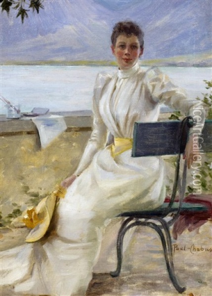 Junge Dame Vor Der Kulisse Des Lac D'annecy Oil Painting - Paul Emile Chabas