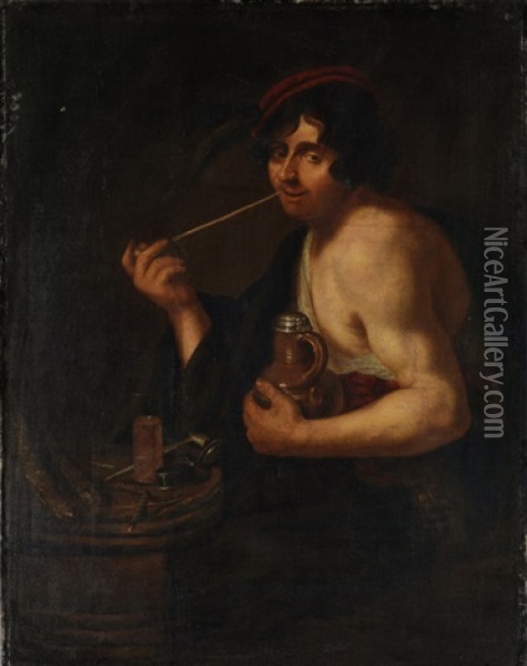 Pfeife Rauchender Junger Kavalier Oil Painting - Jan Van Bijlert