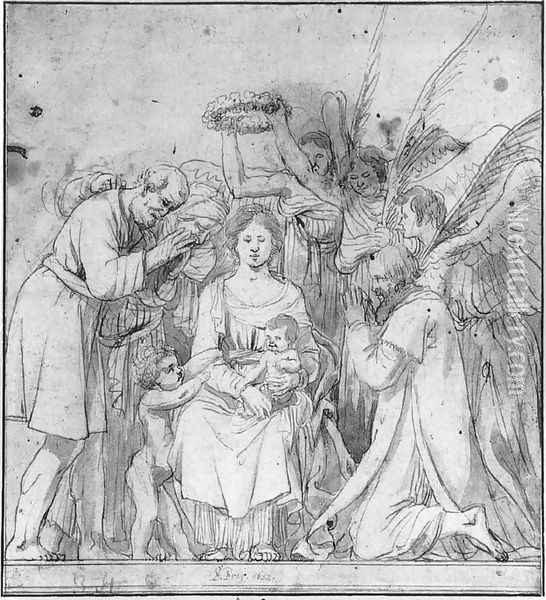 Madonna with Angels and Shepherds 1622 Oil Painting - Salomon de Bray