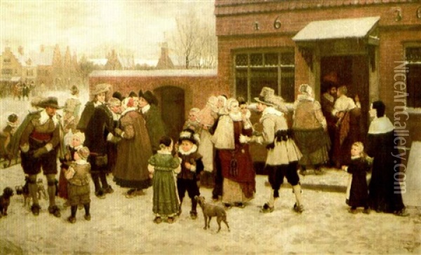 New Year's Day In New Amsterdam Oil Painting - George Henry Boughton