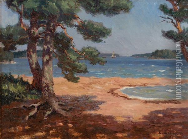 Summer Day By The Shore Oil Painting - Santeri Salokivi
