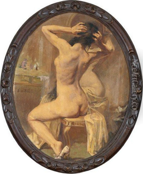 Nudo Di Donna Alla Toletta Oil Painting - Servais Detilleux