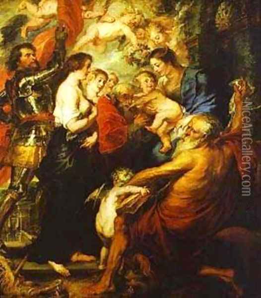 Madonna With The Saints 1638-1640 Oil Painting - Peter Paul Rubens