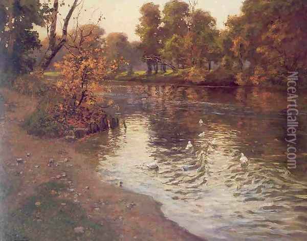 ducks Oil Painting - Fritz Thaulow