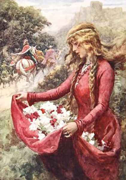 The roses of St Elisabeth Oil Painting - A.C. Michael