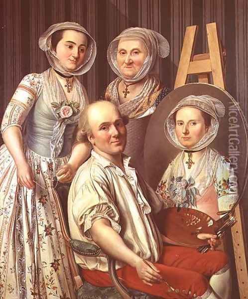 The Artist and His Family Oil Painting - Antoine Raspal