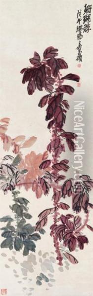 Pidgeon Berries Oil Painting - Wu Changshuo