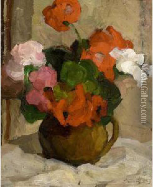 A Still Life With Flowers Oil Painting - Ans Van Den Berg