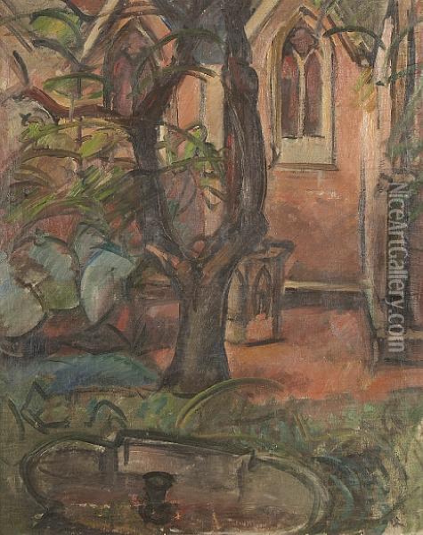 Court Yard With Church Oil Painting - Emile-Othon Friesz