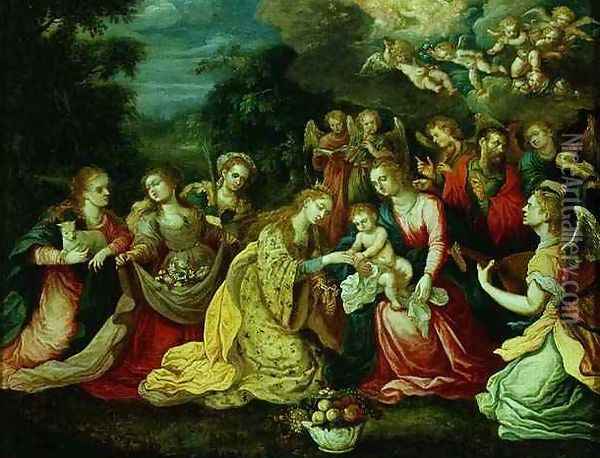 The Mystic Marriage of St Catherine Oil Painting - Kasper or Gaspar van den Hoecke