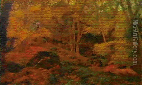 Rochers Au Vignage, Foret D'ecouves Oil Painting - Georges Lacombe
