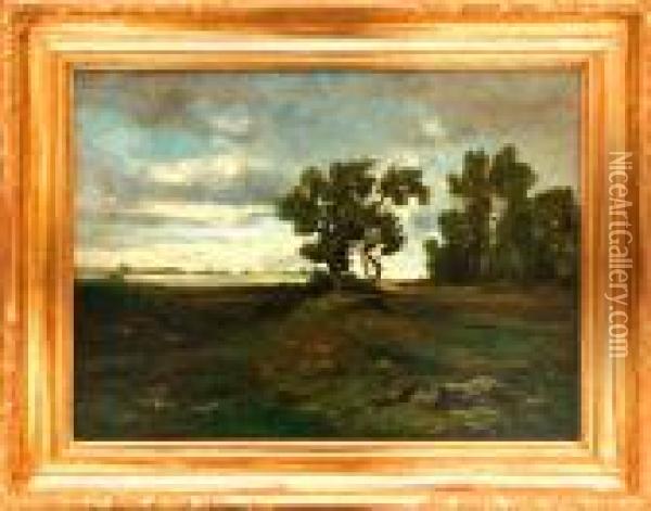 Krajina Se Stromy A Vodni Plochou Oil Painting - Antonin Chittussi