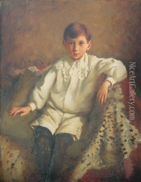 A Young Boy Oil Painting - Sir Hubert von Herkomer