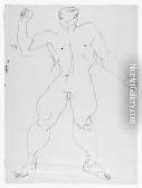 Standing Male Nude Oil Painting - Henri Gaudier-Brzeska