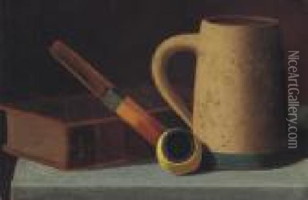 Still Life With Mug And Pipe Oil Painting - John Frederick Peto