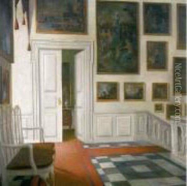 Danemark, Interieur De Musee Oil Painting - Christian Tilemann-Petersen