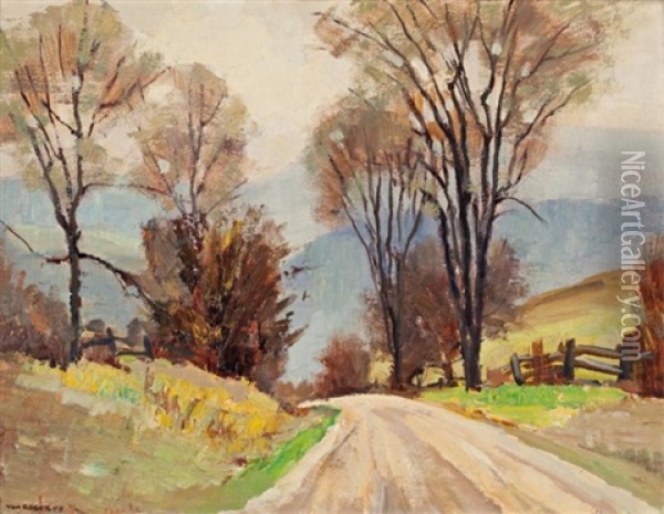 The Valley Road, April Oil Painting - Tom Robertson