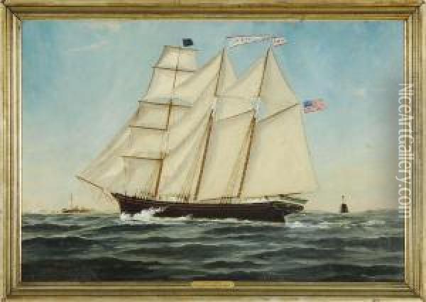 Portrait Of The Three-masted Barkentine Oil Painting - William Pierce Stubbs