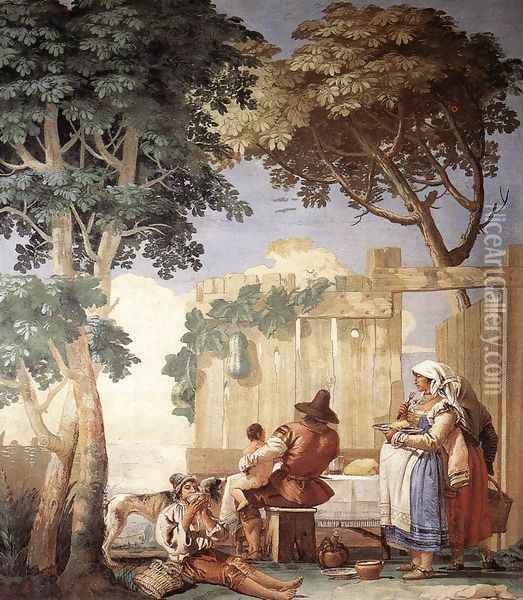 Family Meal 1757 Oil Painting - Giovanni Domenico Tiepolo