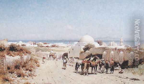 In the Desert Oil Painting - Alfred Wordsworth Thompson